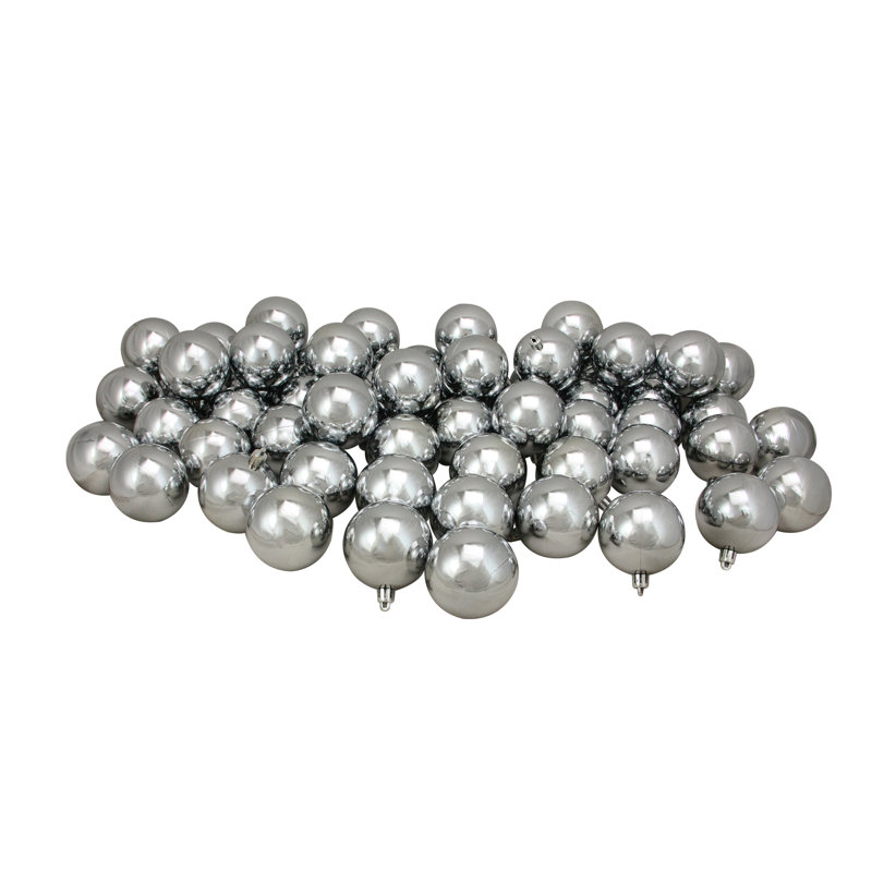 Boules de Noël incassables 2,5 po (60 mm), Argent