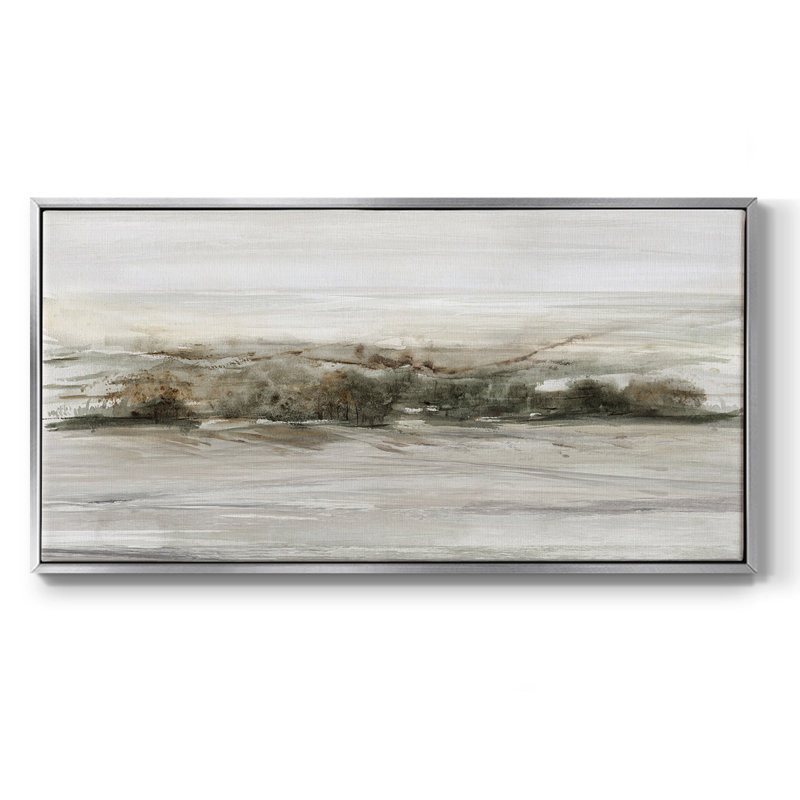 Beech Mountain Rise - Toile tendue avec châssis encadré - Prêt à être accroché, H 21 po x l 41 po, Argent argent
