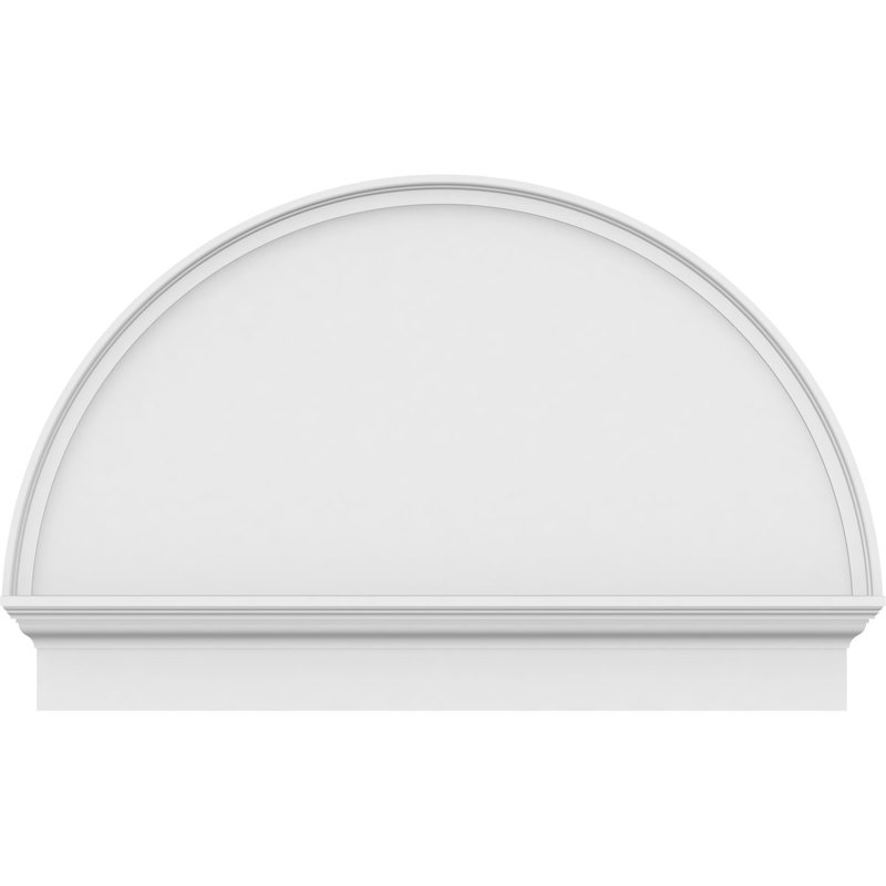 Demi-cercle à fronton en PVC de qualité architecturale lisse, H 27 3/4 po x l 42 po x P 2 3/4 po