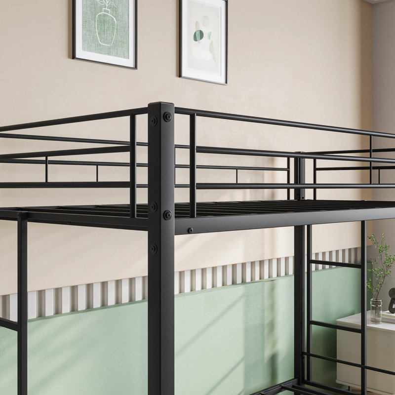 Structure de lit simple au-dessus de métal - support solide, sans sommier, lit superposé noir avec structure et espace requis