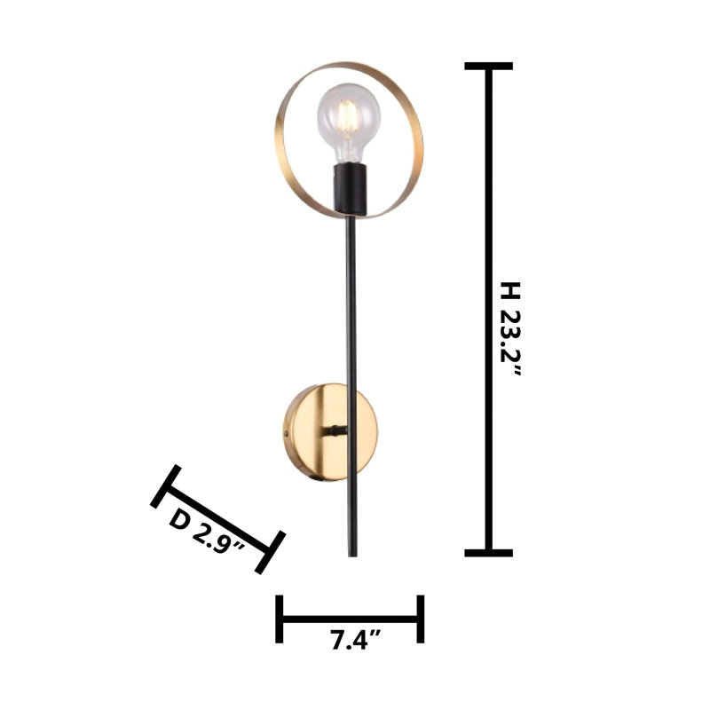 Transitional 1 Light Black and Gold Wall Sconce