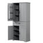 Armoire de salle de bain avec tablette réglable grise - charnières en acier inoxydable, grand tiroir 1, 4 portes, finition eau-121042293