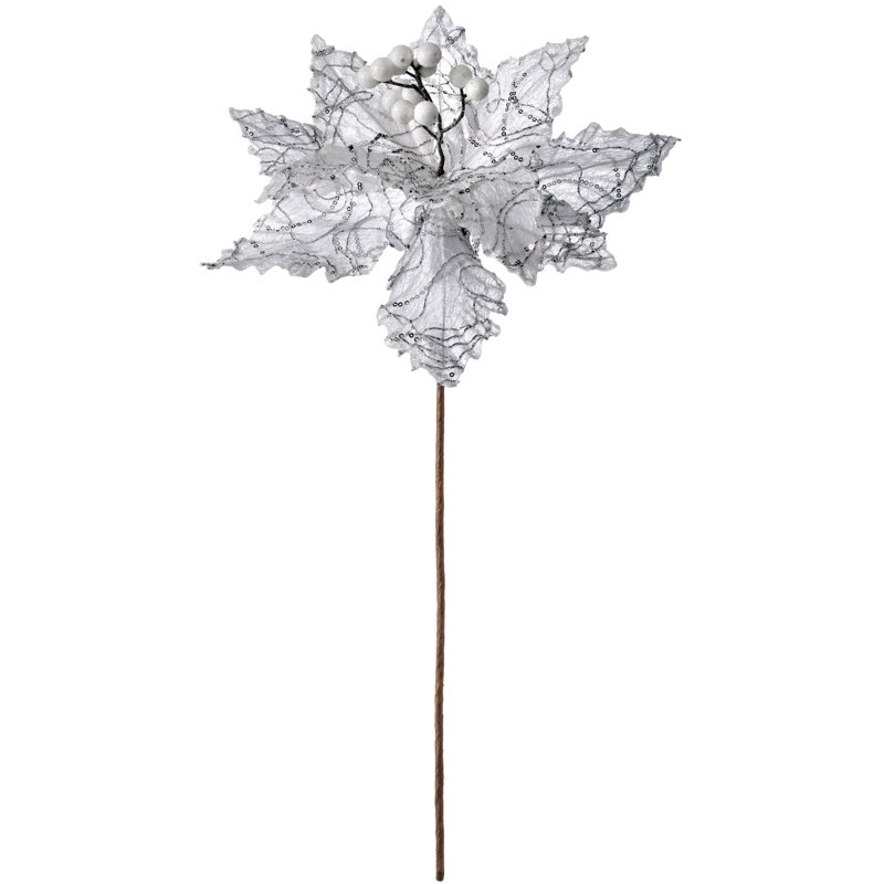 Fabric Poinsettia Arrangement, White