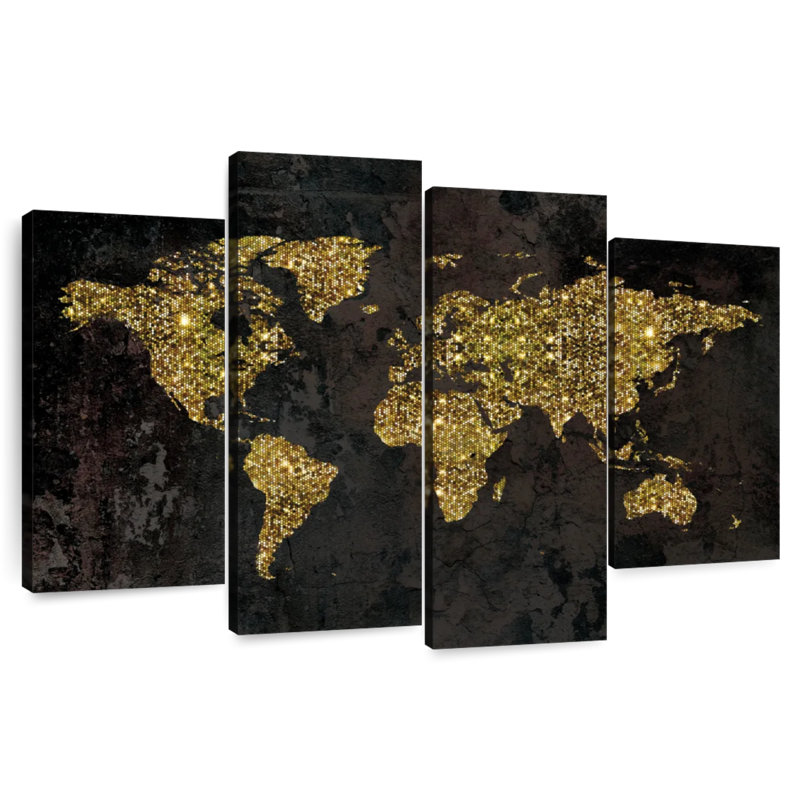 Carte du monde Aliaz Glitzy Gold, H 27 po x l 43 po
