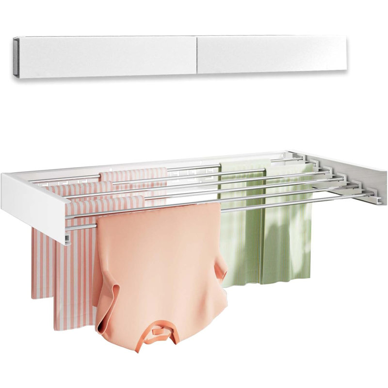 Séchoir à linge mural pliable, H 5,2 po x l 40 po x P 20 po, Blanc