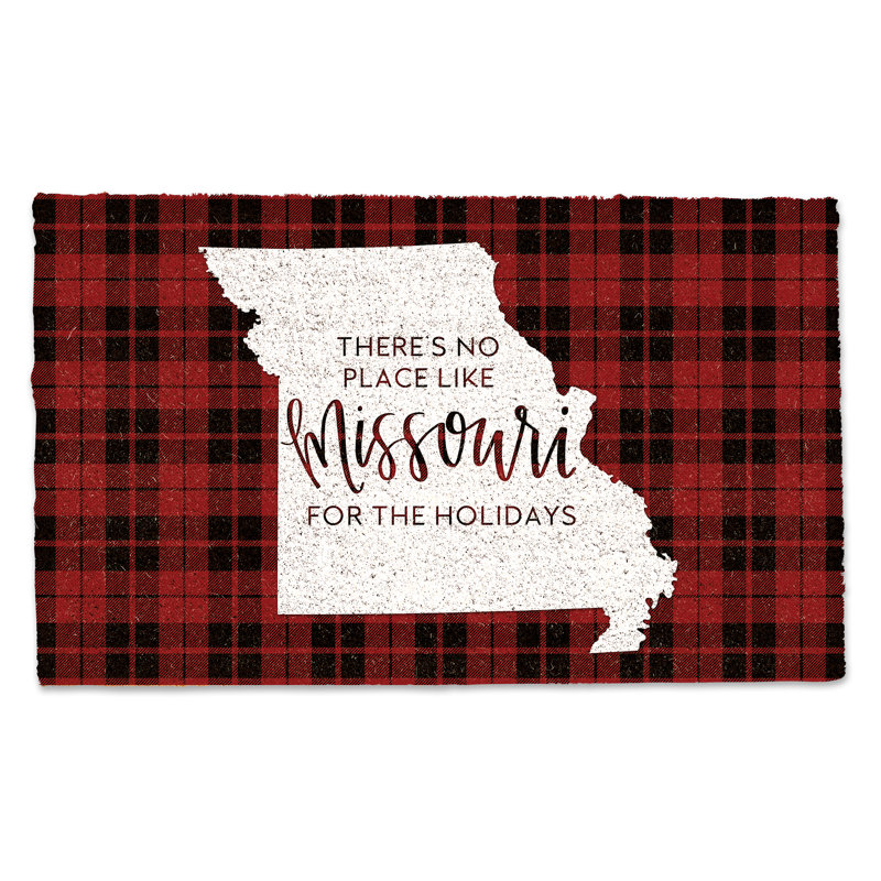 Tapis de porte d'extérieur 30 po x 18 po Dife It's No Place Like Missouri for the Holidays