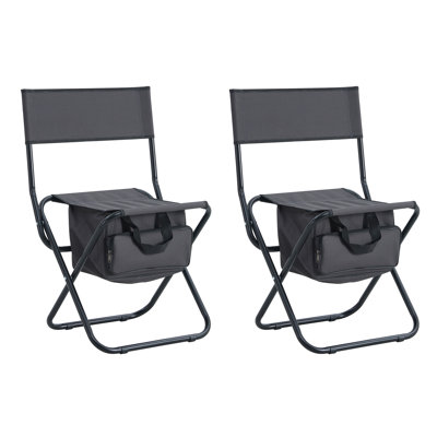 Grey 2-Piece Folding Outdoor Chair With Storage Bag - Portable