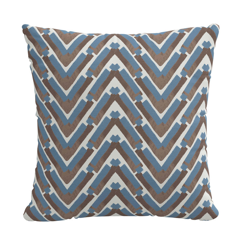 Taie d'oreiller en chevron, Bleu / brun / blanc, 18" x 18", Housse de coussin seulement - sans coussin