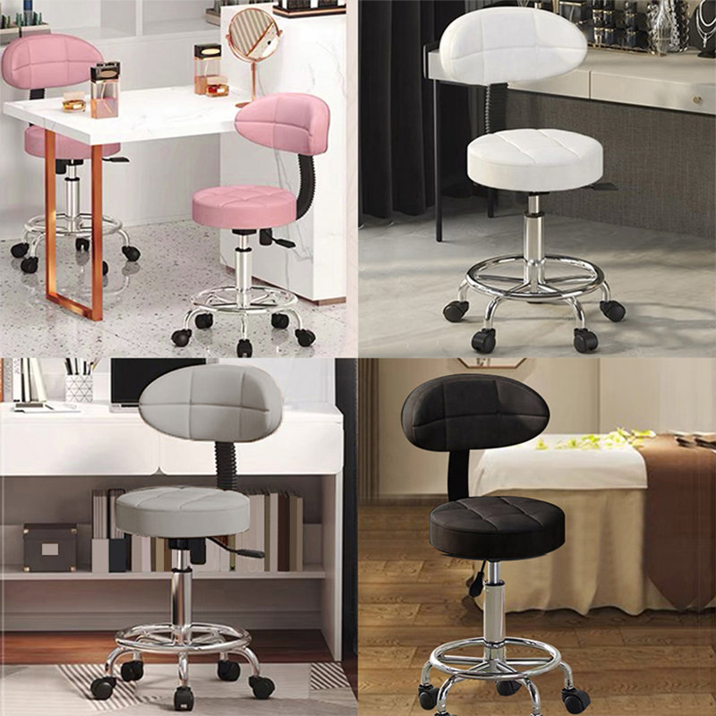 HDHNBA Set Of 2 Height Adjustable Swivel Drafting Stools With Backrest Footrest And Thick Cushion, Gray