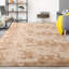 Tapis à longs poils longs 4 pi x 6 pi teints en teinte beige pour le salon-497054745