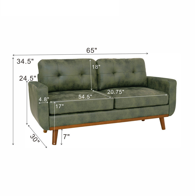 Canapé 65 po Mid-Century, Mélange de polyester vert olive