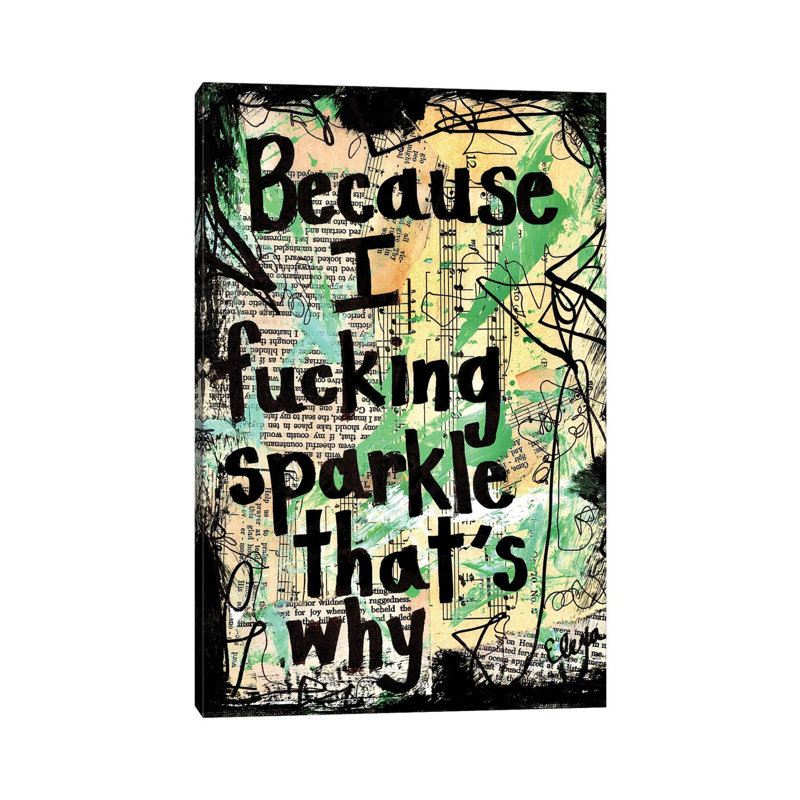 «Sparkle» par Elexa Bancroft - reproduction d'art textuel sur toile tendue, H 26 po x l 18 po x 1,5 po