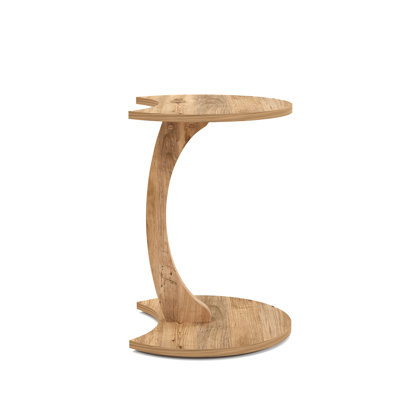 InterGo Modern C-Shaped Side Table for Living Room, Wheeled C Coffee Table, Sofa Table, Wooden End Table, Nesting Table, Serving Table, Brown by George Oliver