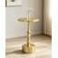 Table de bout Art Déco, table d'appoint Martini en aluminium coulé pour le salon, table d'appoint dorée avec finition laiton poli, table de chevet robuste pour les petits espaces