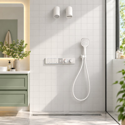 Système de douche thermostatique moderne avec affichage numérique Lamh, pommes de douche réglables doubles et douchette à 3 fonctions