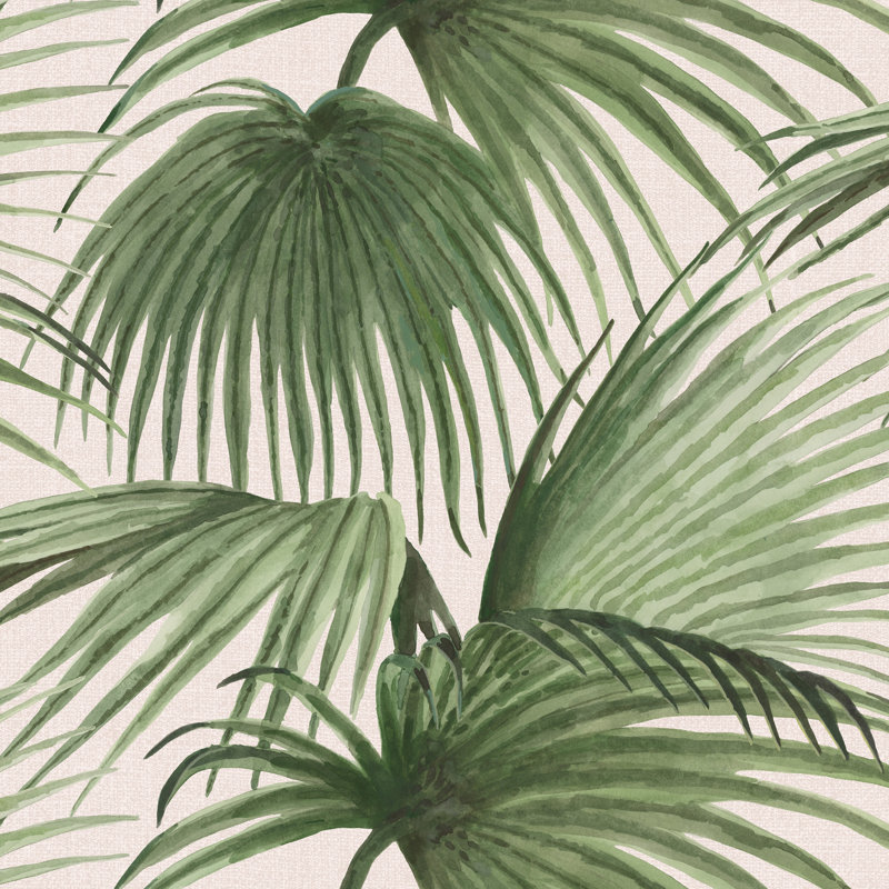 Pawley’s Island Palms Barely Wallpaper by Megan Molten, Clay, Faux Grasscloth