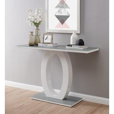 47.24" W Tempered Glass and Manufactured Wood Console Table