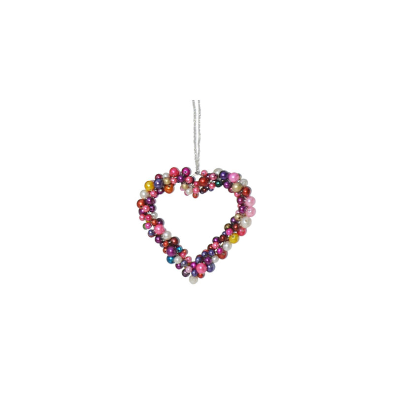 Beaded Heart - Sm, 5" H x 0.75" W x 5" D