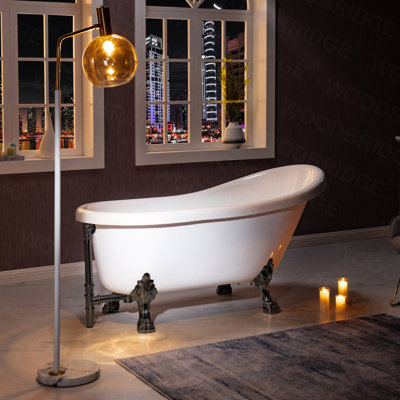 59" x 31" Clawfoot Soaking Acrylic Bathtub