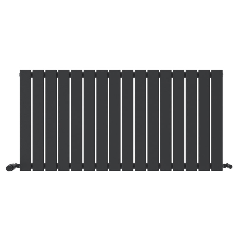 iBathUK Belgravia Horizontal Single Slim Flat Panel Radiator, Grey, 60cm H x 121.6cm W x 5.2cm D