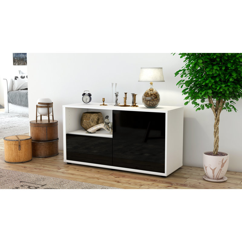 Jordy 92cm W 1 - Drawer Chest of Drawers, High-gloss Black / Matte White