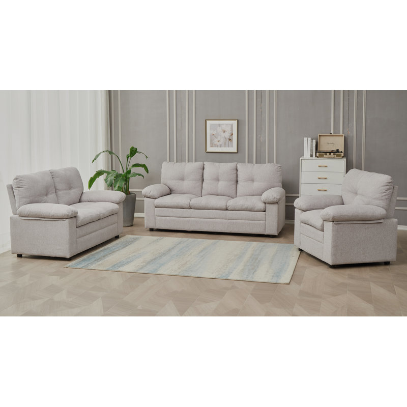 Ensemble de salon 3 pièces, Microfibre beige