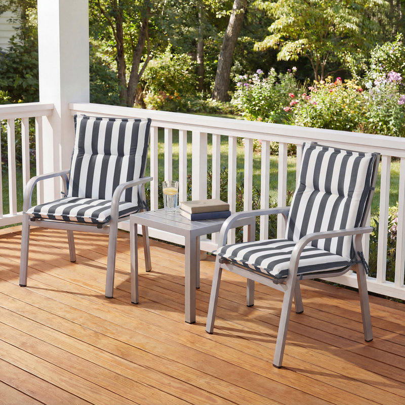 Outdoor Tufted Chair Cushions Set of 2, Gray , 19.7" W x 18.5" D