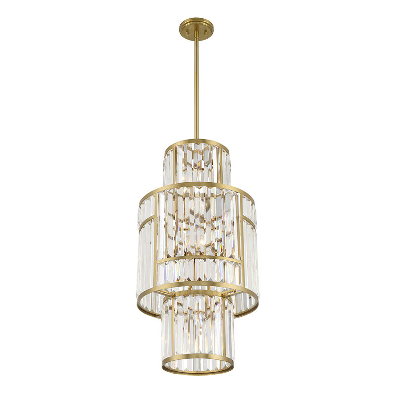 Luminaire suspendu cylindrique à 8 lumières, Or