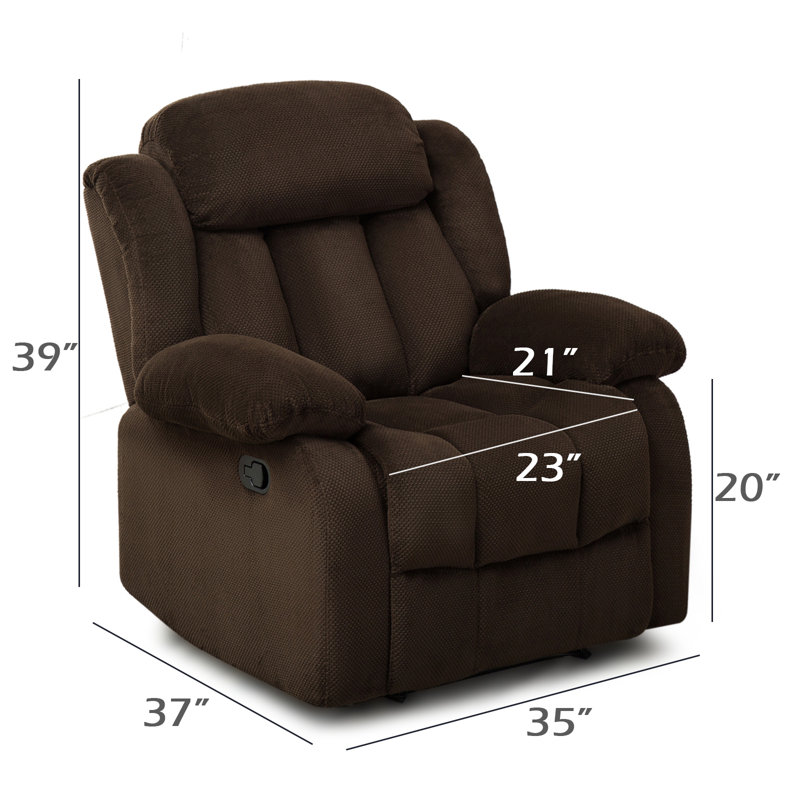 Fauteuil inclinable manuel standard de 35 po de largeur, Microfibre/microsuède brun