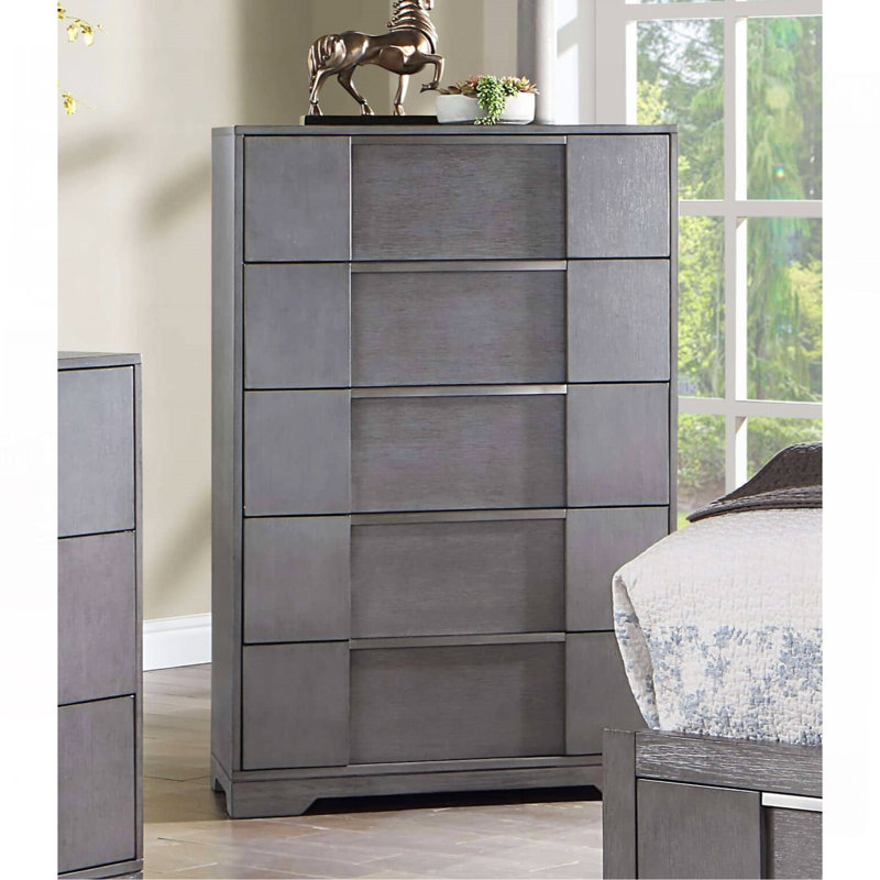 Mobilier de chambre à coucher gris à finition grise 1 pièce