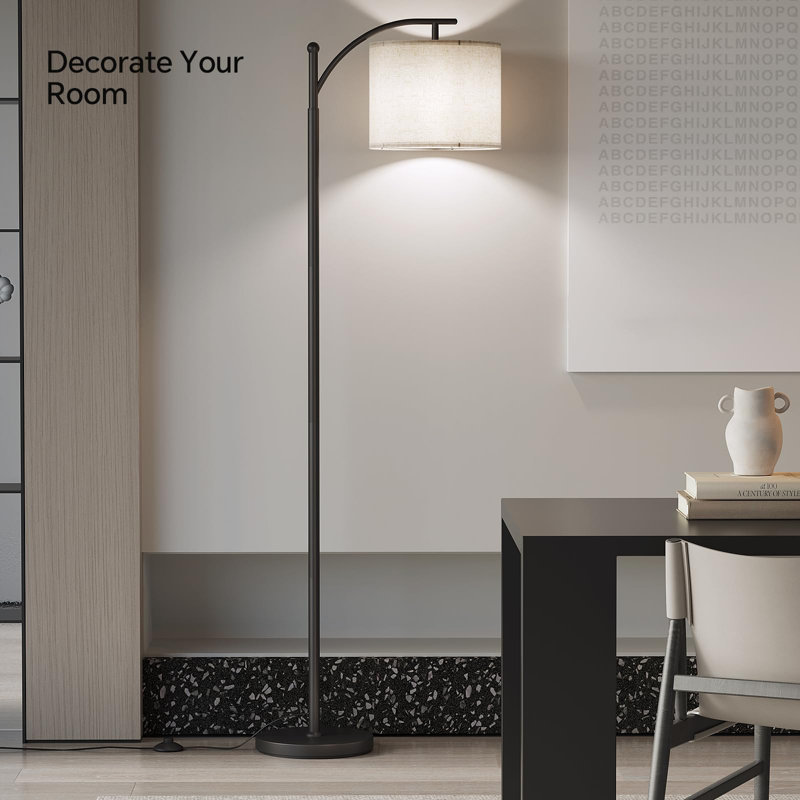 Arc Floor Lamp, Modern Floor Lamp With 9W 3 Color Temperatures Bulb, Metal Standing Lamps With Adjustable Hanging Lampshade, Tall Floor Lamps
