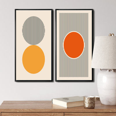 " Minimal Late 20S Geometric Primitive Design IV " 2 Piece Art Color Photography Painting