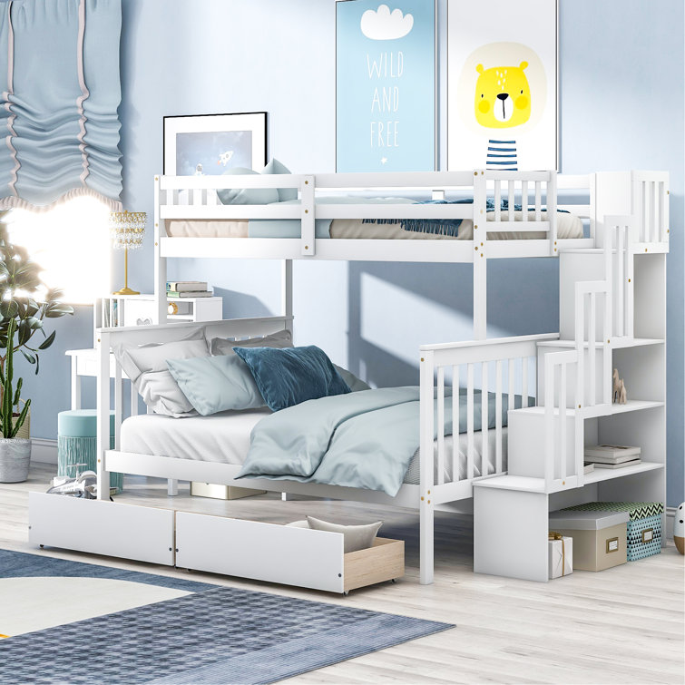 Filiano 2 Drawer Solid Wood Standard Bunk Bed with Bookcase by Harriet Bee
