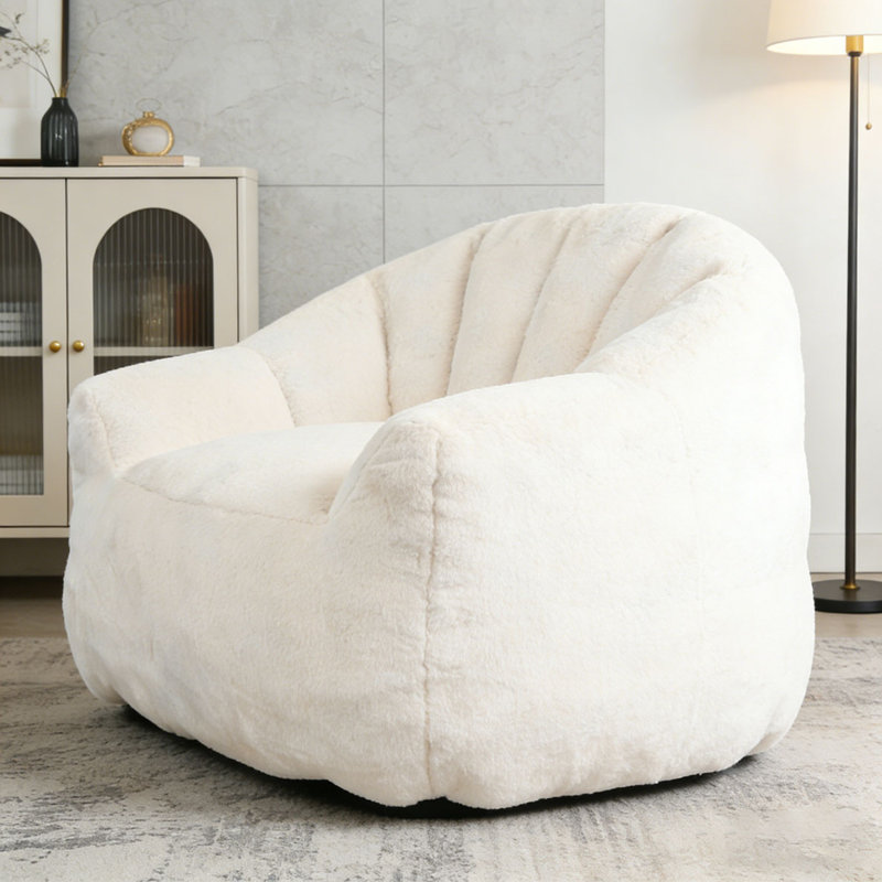 Fauteuil à billes avec accoudoirs rembourrés de mousse haute densité, Blanc