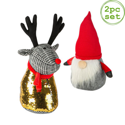 Nicola Spring - Christmas Door Stop Set - Santa & Reindeer - 2pc