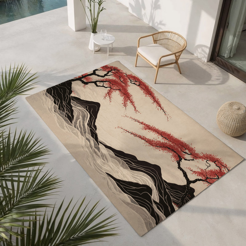 Tapis intérieur et extérieur Gentle Sakura, Rectangle 4pi x 6 pi