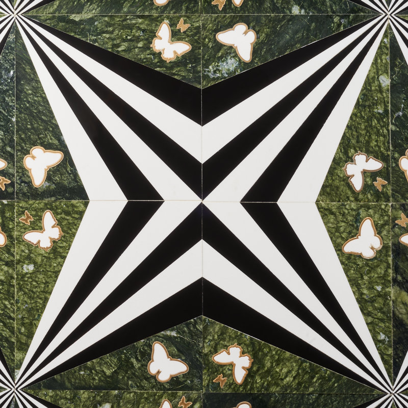 Carreau de sol en mosaïque de marbre Elizabeth Viola Elizabeth Sutton, Vert