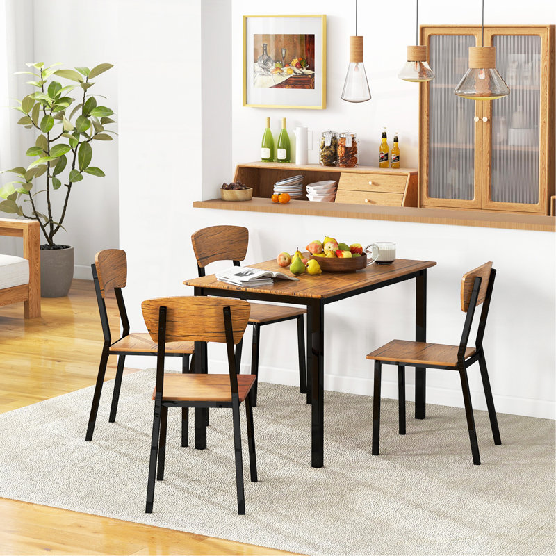 Ensemble de table de salle à manger 5 pièces pour 4 personnes, table de cuisine rectangulaire et chaises, ensemble de salle à manger pour petit espace