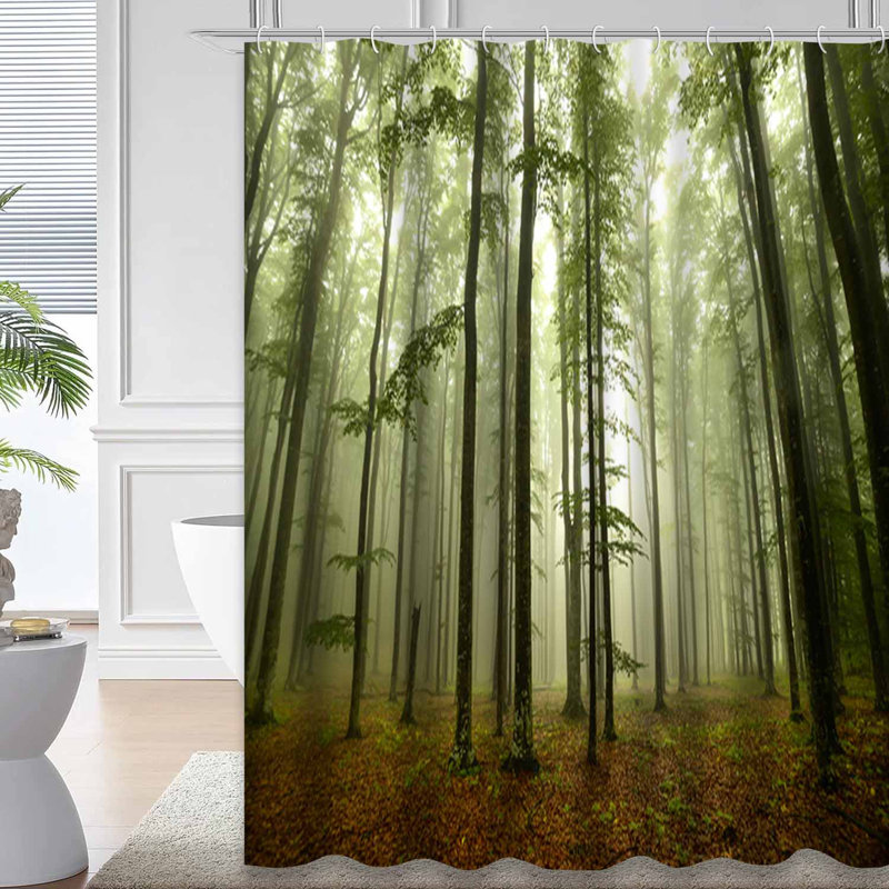 Rideau de douche Foggy Forest Autumn, L 72 po x l 84 po