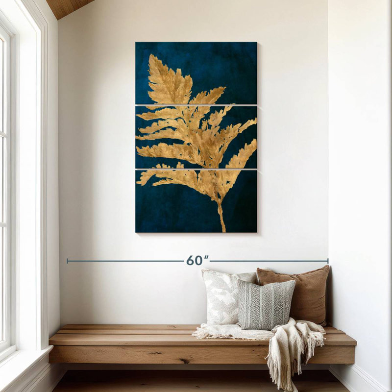 Harnek Gold Leaves On Navy I, 45" H x 28" W