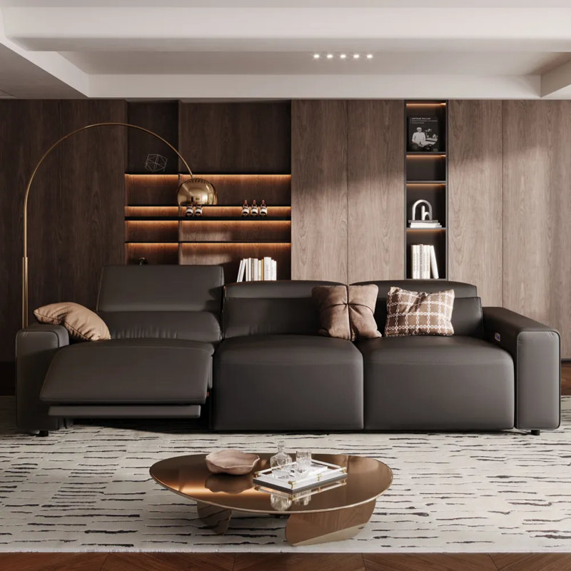 Canapé inclinable électrique Benjamin, 28.5" H x 107" W x 40.5" D, Noir