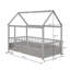 Lit de plancher en bois avec cadre de toit de maison, garde-corps de clôture-1147224103