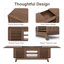 Coffee Table With Sliding Top, Wooden 47" Mid-Century Coffee Centre Table With Storage And Sliding Doors, Walnut