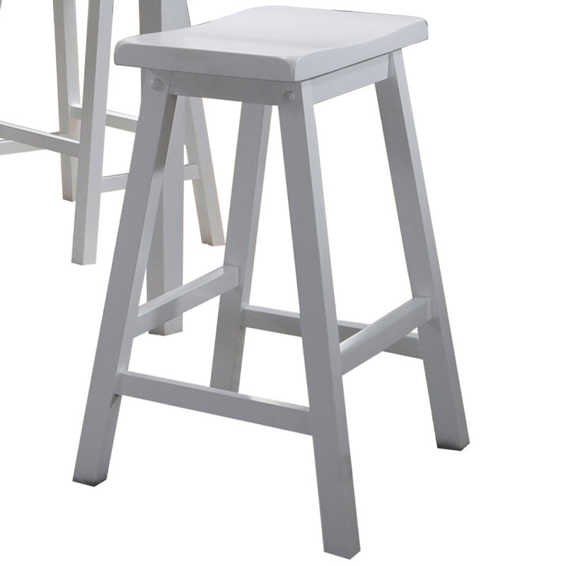 5 Counter Height In White For Small Spaces - Wood Construction Square Legged Saddle Stools With Ergonomic Seats Convenience Comfortable