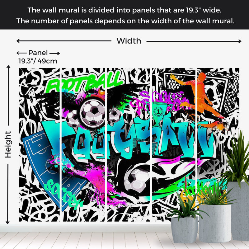 Murale Peel & Stick Street Art - Football Graffiti, L 82 po x l 115 po
