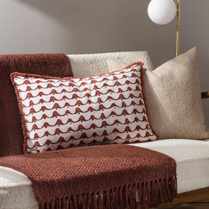 Avery Geometric Chestnut Red Rectangular Scatter Cushion