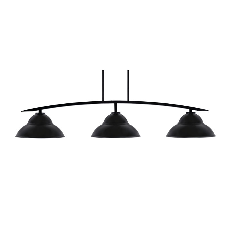 Barre d'éclairage à 3 lumières avec abat-jour double en métal kurve, Noir mat, Noir mat, H 58,25 po x l 54,25 po x P 54,25 po