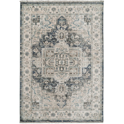 Tapis bleu foncé/crème Omarion