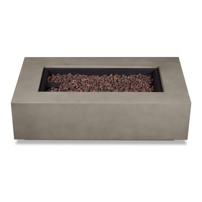 AEGEAN Propane / Natural Gas Outdoor Fire Pit Table, 15" H x 50" W x 32" D, Mist Gray