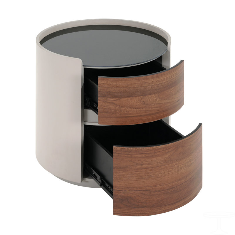 Table d'appoint ronde rétro avec rangement double